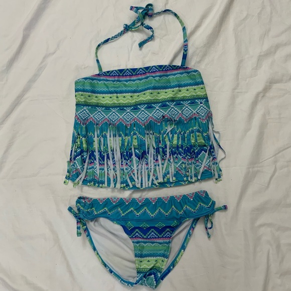 PSNY Lot of 2 Girls Tankini & 1 Piece Swimsuits Size 12 - Picture 2 of 10